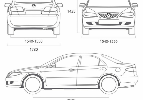 Mazda 6 Sedan (2007) (Mazda 6 Sedan (2007)) - drawings of the car